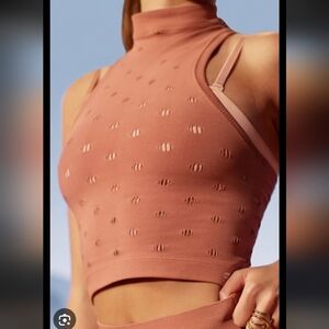 Fabletics Rust Orange Eyelet Sleeveless Tank Top S